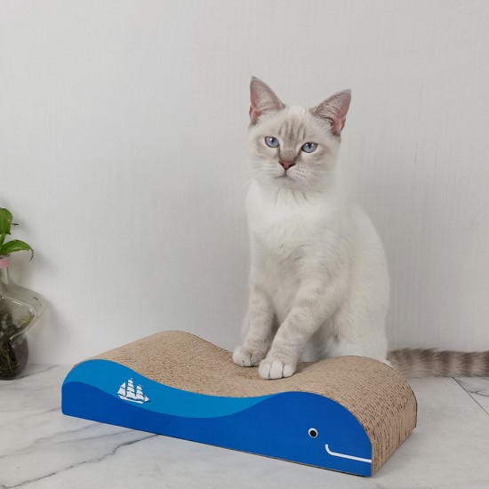 anipro Драскалка за котки синя, с десен рибка, 36х15х7 см