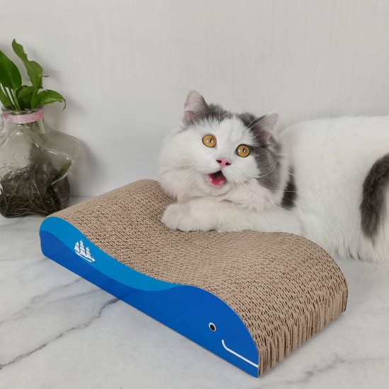 anipro Драскалка за котки синя, с десен рибка, 36х15х7 см