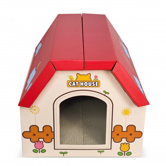 anipro Драскалка за котки, червена къща, 44х22.5х34 см