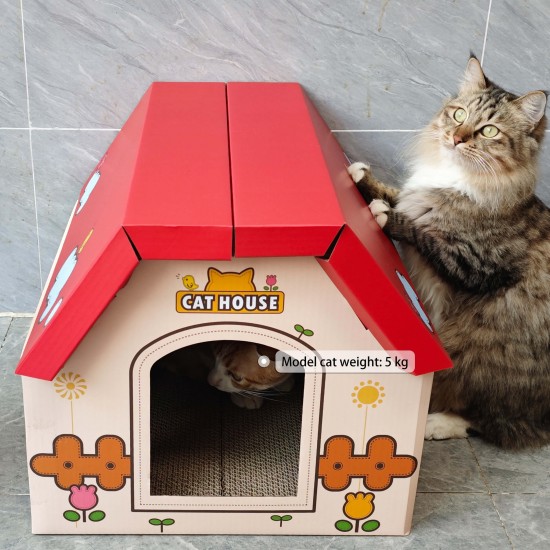 anipro Драскалка за котки, червена къща, 44х22.5х34 см