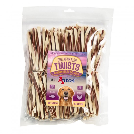 Antos Twists Chicken D`light ленти с пиле и риба, 1кг