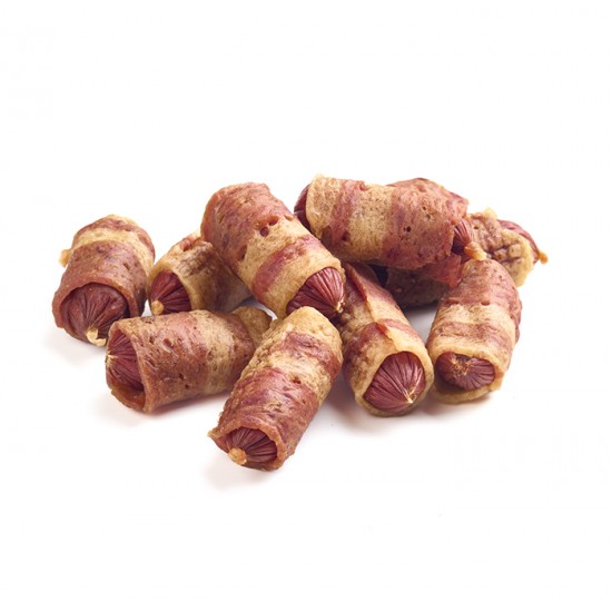 Wanpy Pigs - лакомства за кучета, сармички с пилешко, патешко и свинско, 100 г Wanpy Pigs - лакомства за кучета, сармички с пилешко, патешко и свинско, 100 г