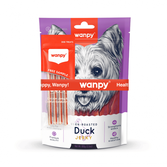 Wanpy - лакомства за кучета, патешко филе - Промо 100 г + 20 г
