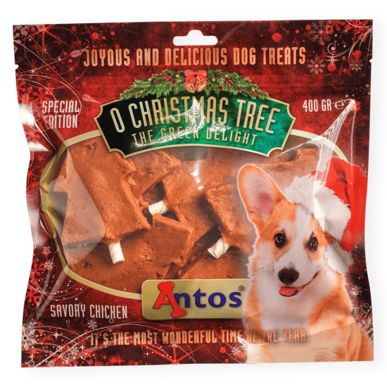 Antos Christmas tree Rawhide коледни лакомства за кучета, вкус пилешко, 400 г