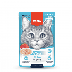 Wanpy Stew in gravy - пауч за котки, ароматно стю с риба тон в сос, 70 г / 10 бр. СТЕК