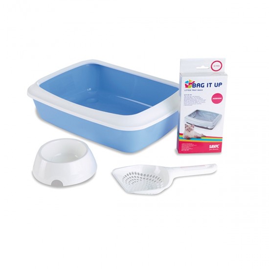 Savic Iriz starter kit litter tray – комплект за котешка тоалетна, син цвят Savic Iriz starter kit litter tray – комплект за котешка тоалетна, син цвят