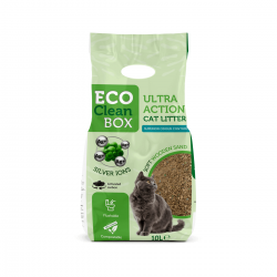 Eco Clean Box Ultra action 10L - котешка постелка от дървесни фибри със сребърни йони активен въглен