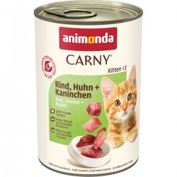 animonda Carny Kitten - консервирана храна за малки котенца, говеждо + пилешко + заешко, 400 г / 12 бр.  СТЕК