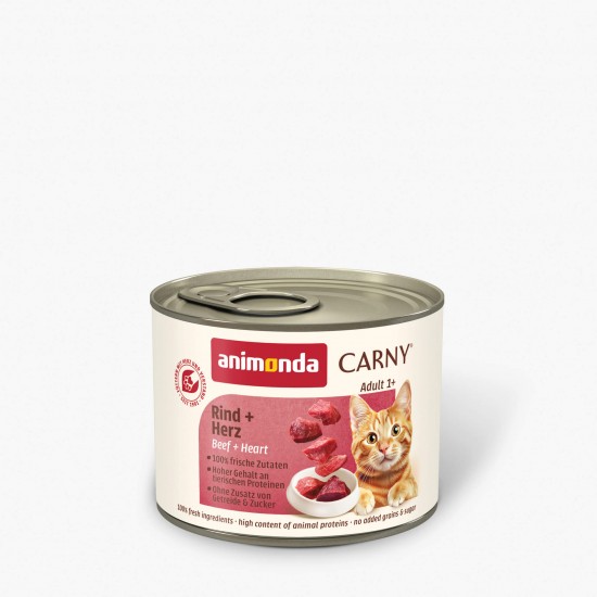 animonda Carny Adult - консервирана храна за котки, с говеждо и сърчица, 200 г  / 6 бр.  СТЕК