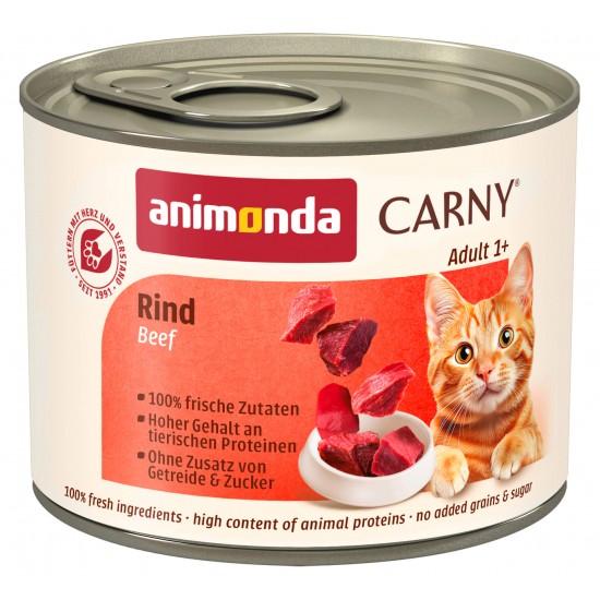 animonda Carny Adult - консервирана храна за котки, с говеждо месо, 200 г / 6 бр. СТЕК animonda Carny Adult - консервирана храна за котки, с говеждо месо, 200 г / 6 бр. СТЕК
