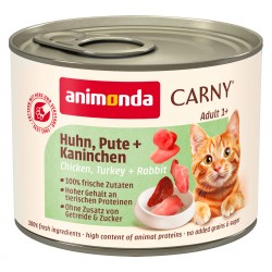 animonda Carny Adult - консервирана храна за котки, с пилешко, пуешко и заешко месо, 200 г / 6 бр.  СТЕК