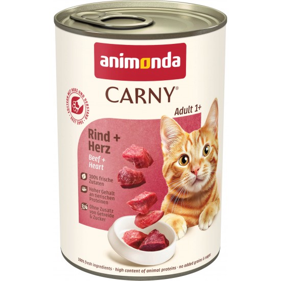 animonda Carny Adult - консервирана храна за котки, с говеждо и сърчица, 400 г / 6 бр. СТЕК animonda Carny Adult - консервирана храна за котки, с говеждо и сърчица, 400 г / 6 бр. СТЕК
