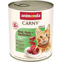 animonda Carny Adult - консервирана храна за котки, с говеждо, пуешко и заешко, 800 г / 6 бр.  СТЕК