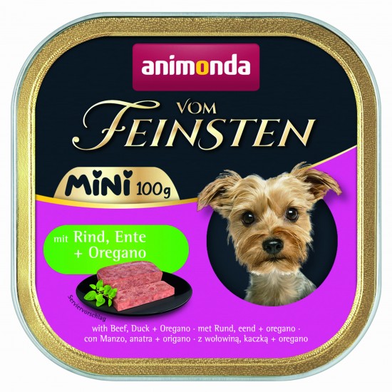 Vom Feinsten Mini Dog за дребни породи кучета с говеждо, патешко и риган, 100 гр