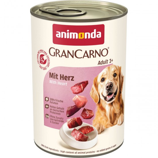 animonda GranCarno Adult - консервирана храна за кучета със сърчица, 400 г
