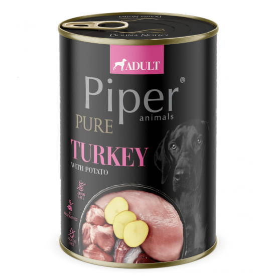 PIPER PURE Dog Adult храна за кучета с пуйка и картофи, 400 г