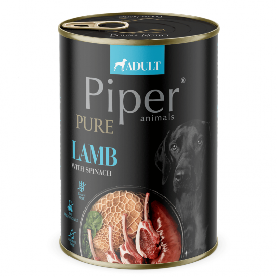 PIPER PURE Dog Adult храна за кучета с агне и спанак, 400 г PIPER PURE Dog Adult храна за кучета с агне и спанак, 400 г
