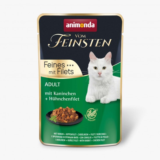 Vom Feinsten Cat  - пауч със заешко и пилешки филенца, 85 г