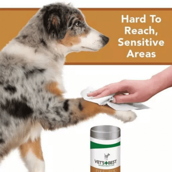 Vet`s Best Flea&Tick Wipes кърпички за куче срещу бълхи и кърлежи, 50 бр