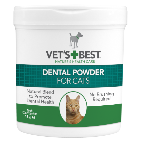 Vet's Best Dental Powder Cat дентална пудра за котки с водорасли и Спирулина, 45 г Vet's Best Dental Powder Cat дентална пудра за котки с водорасли и Спирулина, 45 г