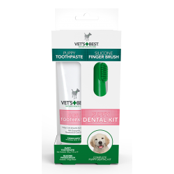Vet's Best Puppy Dental Kit комплект за почистване на зъби, за малки кученца, паста 100 г + четка напръстник