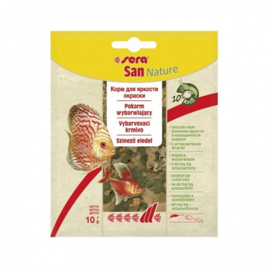 sera San Nature 10 г - натурална храна за оцветяване на всички рибки sera San Nature 10 г - натурална храна за оцветяване на всички рибки