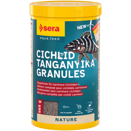 sera Cichlid Tanganyika Granules 1000 мл / 565 г - високоенергийна храна за месоядни цихлиди