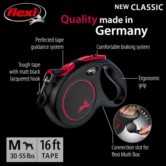 flexi Classic Black Fire M Tapе лента, до 25кг, черно/червено