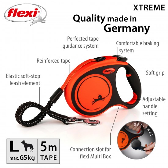 flexi Xtreme L - 5м лента, до 65кг - цвят оранж