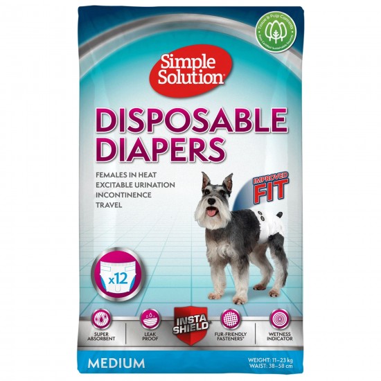 Simple Solution памперс за женски кучета, М 12бр Simple Solution памперс за женски кучета, М 12бр