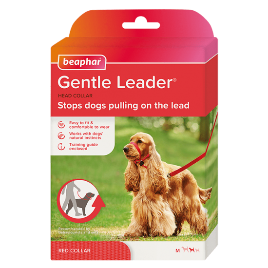 Beaphar Gentle Leader повод срещу дърпане за куче, червен, средни породи