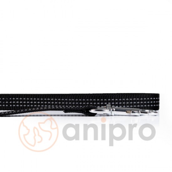 anipro Sport+ повод от лента със светлоотразителни нишки, 15мм/120см черен