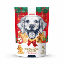 Wanpy Christmas Gingerbred Biscuits - хрупкави джинджифилови бисквитки за кучета, с пилешко, 100 г