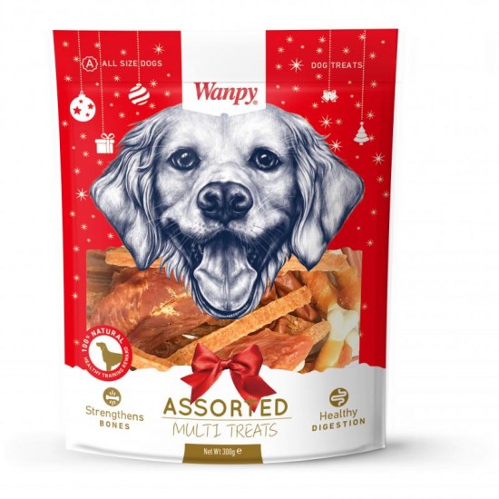 Wanpy Christmas Assorted Multi Treats -  коледен микс от най-предпочитаните лакомства на Wanpy, 300 г