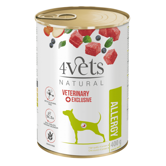 4Vets Dog Natural Allergy консервирана храна за кучета, против алергии, 400 г