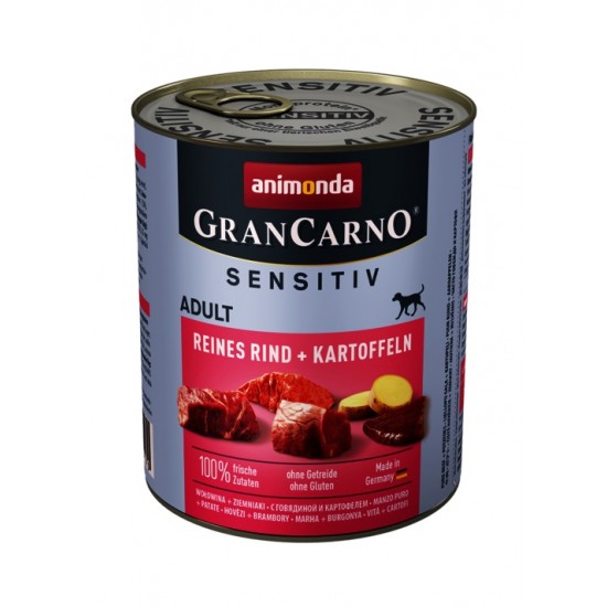 GranCarno® Sensetive говеждо + картофи, 53% говеждо, 10% картофи, 400 гр GranCarno® Sensetive говеждо + картофи, 53% говеждо, 10% картофи, 400 гр