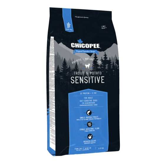 Chicopee Dog HNL Sensitive за кучета с чувствителен стомах, пъстърва и картофи, 2 кг Chicopee Dog HNL Sensitive за кучета с чувствителен стомах, пъстърва и картофи, 2 кг