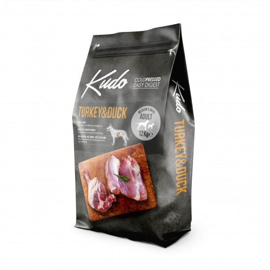 Kudo Low Grain Turkey / Duck Medium-Maxi Adult храна за кучета от средни/едри породи над 1 год , 12 кг.