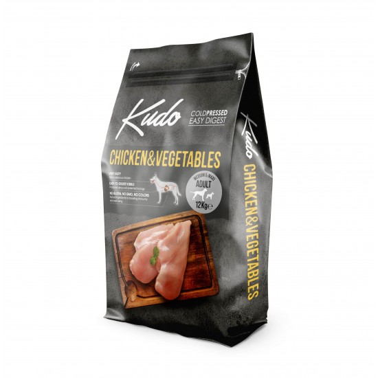Kudo Low Grain Chicken / Vegetables Adult 12 Kg - за всички породи над 1 год. Kudo Low Grain Chicken / Vegetables Adult 12 Kg - за всички породи над 1 год.