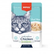 Wanpy Cat пауч с пилешко и треска, 85 гр, 12 бр/стек