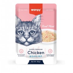Wanpy Cat пауч с пилешко и скариди, 85 гр, 12 бр/стек