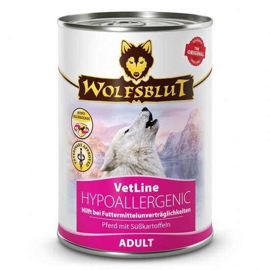 Wolfsblut VetLine Hypoallergenic - храна за кучета при хранителни непоносимости, с конско и сладки картофи, 395 г Wolfsblut VetLine Hypoallergenic - храна за кучета при хранителни непоносимости, с конско и сладки картофи, 395 г